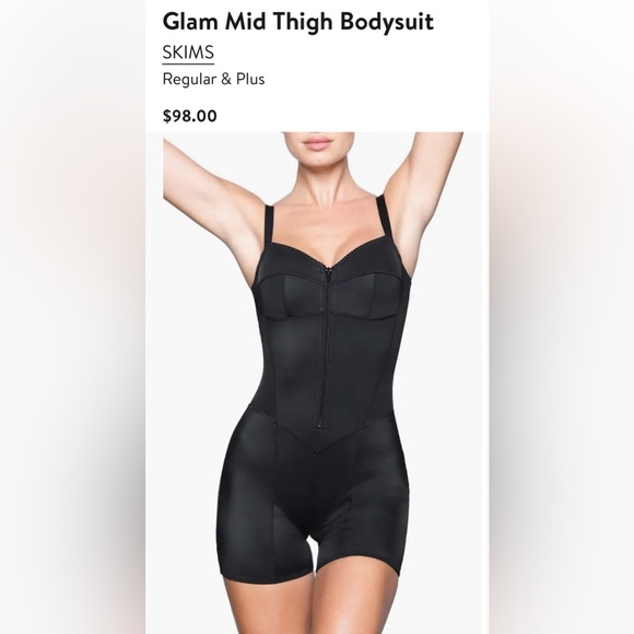 SKIMS Other - SKIMS Mid Thigh Glam Black Bodysuit NWT